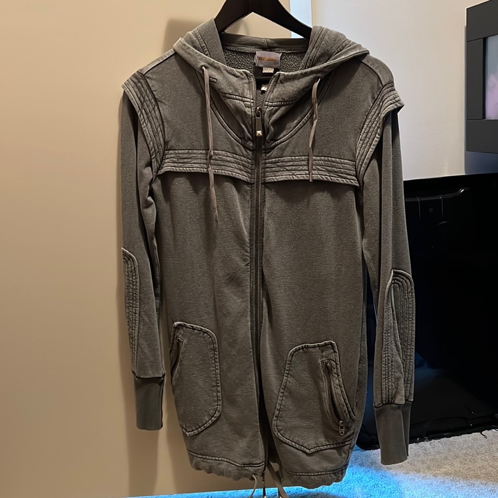 Diesel Grey Wash Hooded Tunic Sweater XXS
